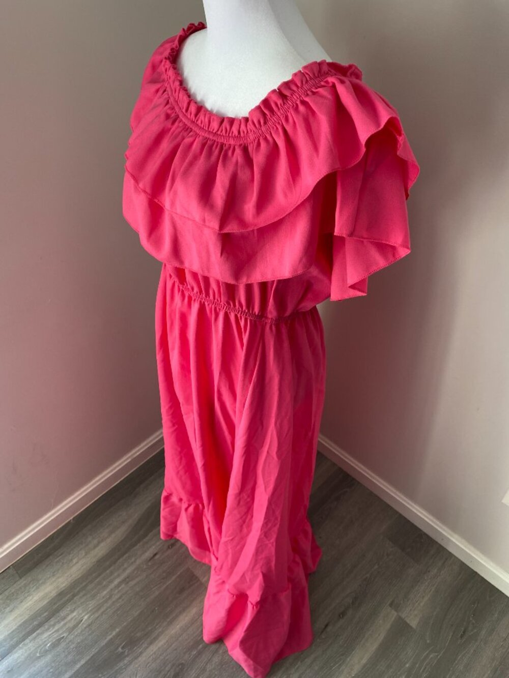 Pink Ruffle Maxi Dress - Picture 3 of 4